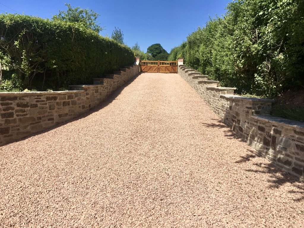 Gravel Driveway and Bespoke Gates - from the road